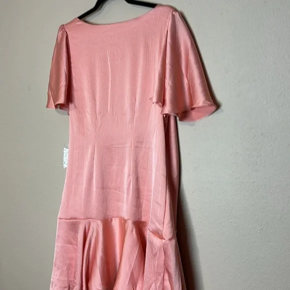 Free People Dress Scarlett Satin Ruffle Wrap Mini Peach Size XL NWT - Picture 10 of 11